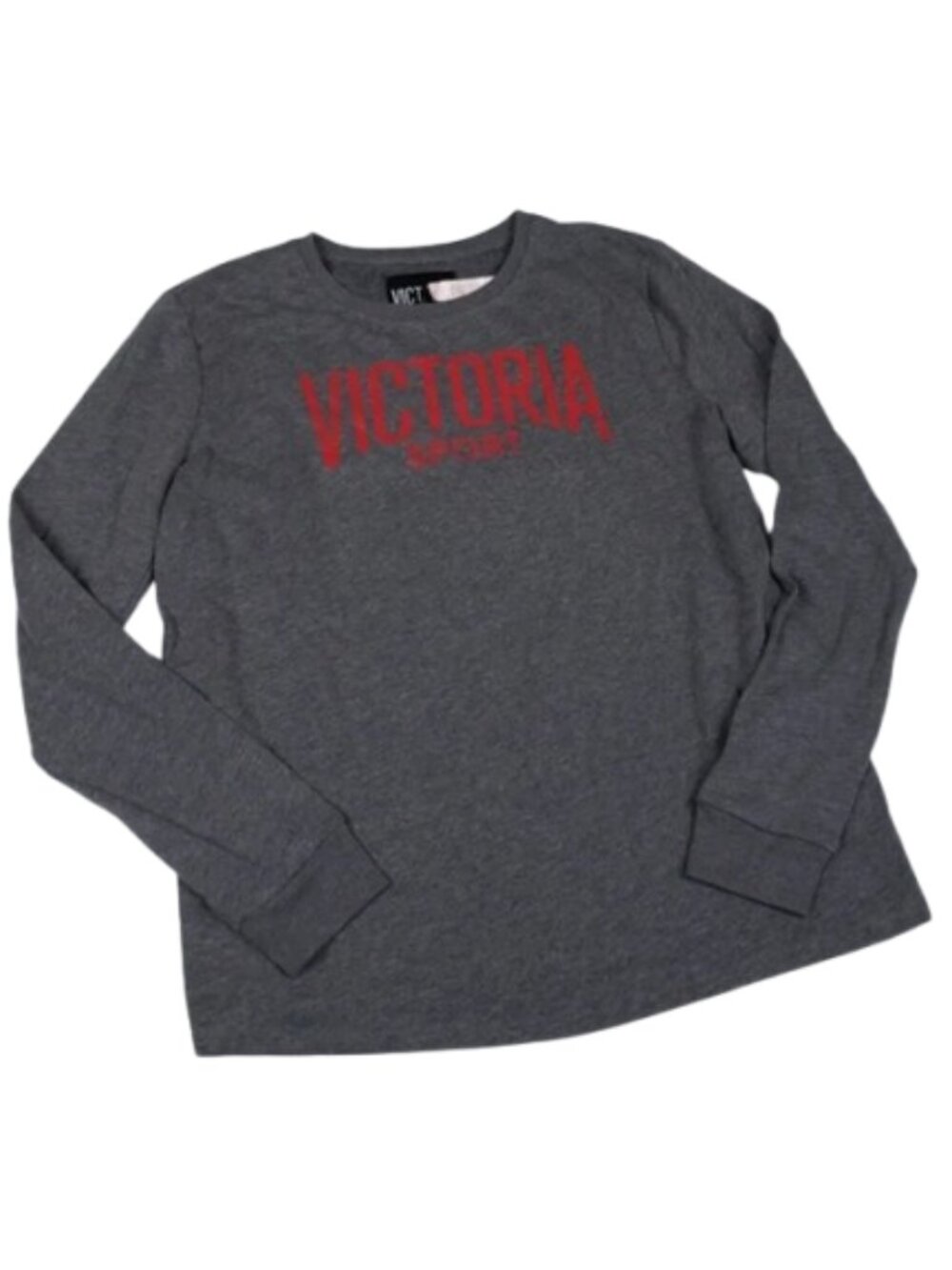NWT Victoria's Secret Sport Gray Long Sleeve Sweatshirt Crewneck Graphic Red